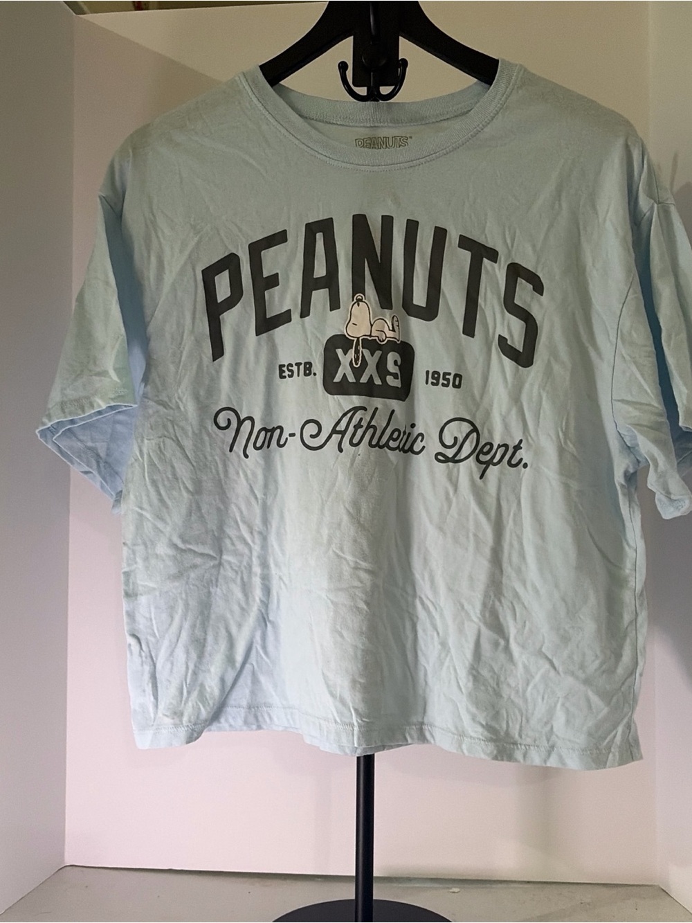 Peanuts Light Blue Graphic Tee with Printed Logo
